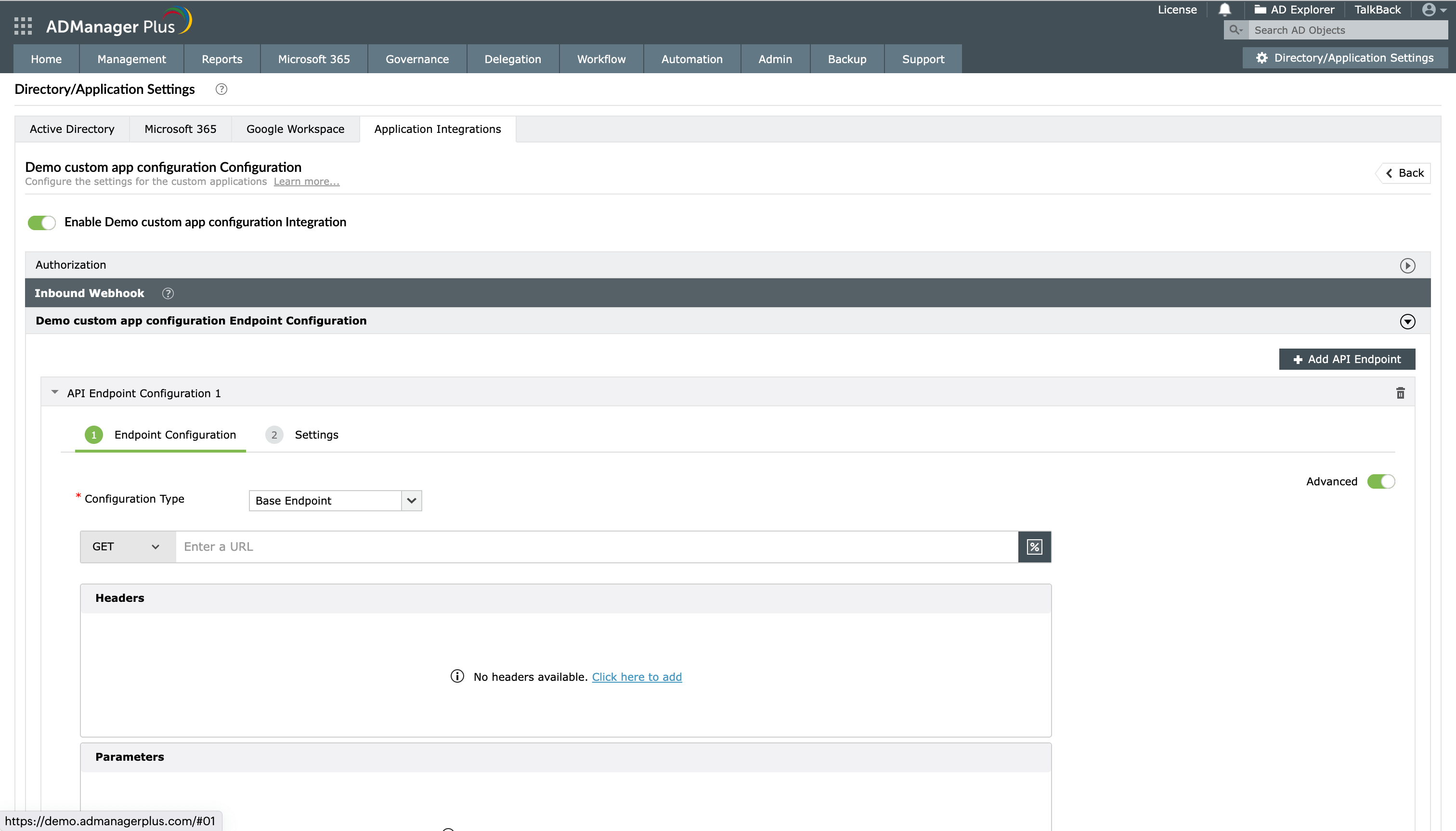 Custom applications integration